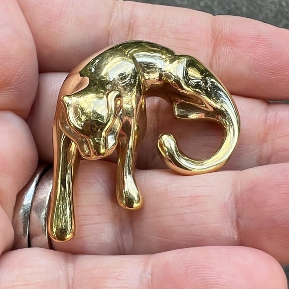 VINTAGE 14K YELLOW GOLD LARGE JAGUAR PANTHER SLIDE PENDANT WELL MADE